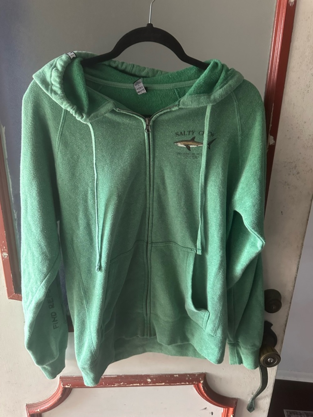 Salty Crew Green Hoodie with Shark Graphic - Picture 2 of 8